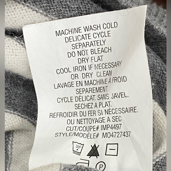 Vince Cotton Henley Long Sleeve Sweater Ivory/ Heathered Grey size L - Picture 9 of 10